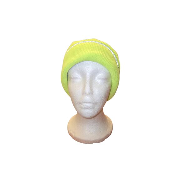 Occunomix Mens Neon Yellow W/ Reflective Stitching Fleece Lined Bobble Hat - Picture 1 of 7